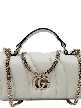 Gucci  GG Milano Mini Leather Top Handle Shoulder Bag Off White 806017